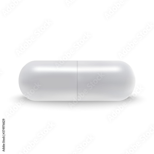 3d Realistic White Medical Pill capsule