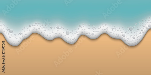 Sea or ocean wave foam texture isolated on beach background