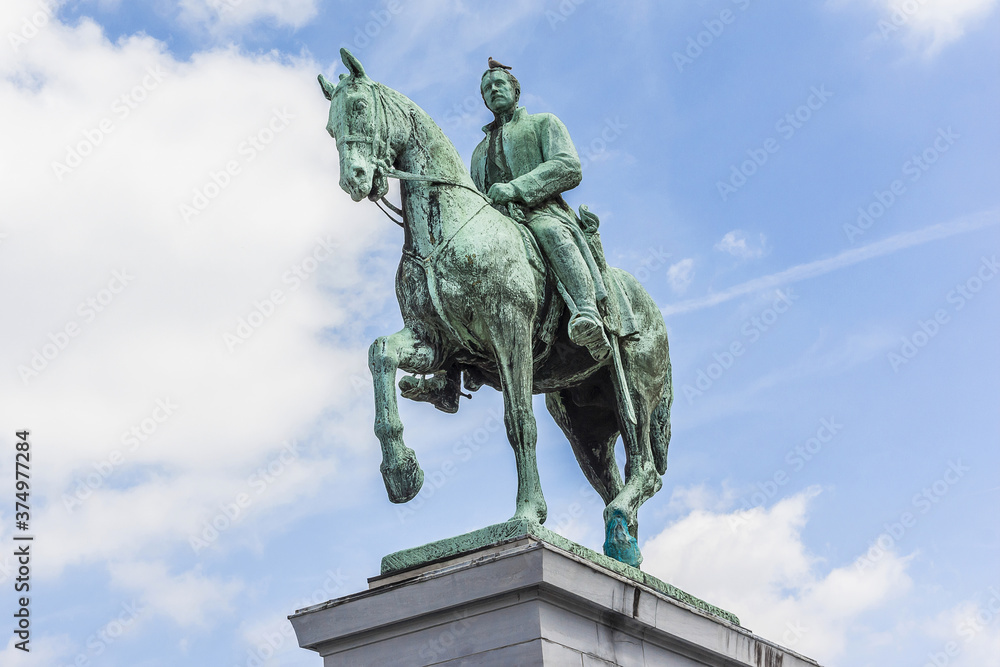 Equestrian statue of King Albert I. Mont des Arts dedicated to memory of Albert I, known as 