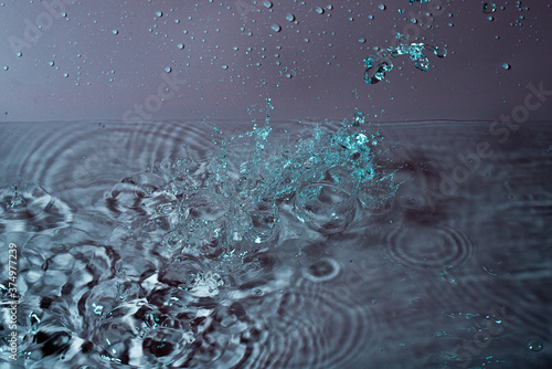 splash of water on a gray-green background. Abstract wallpaper photo