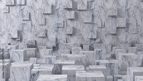 Abstract marble granite geometric background. 3d render