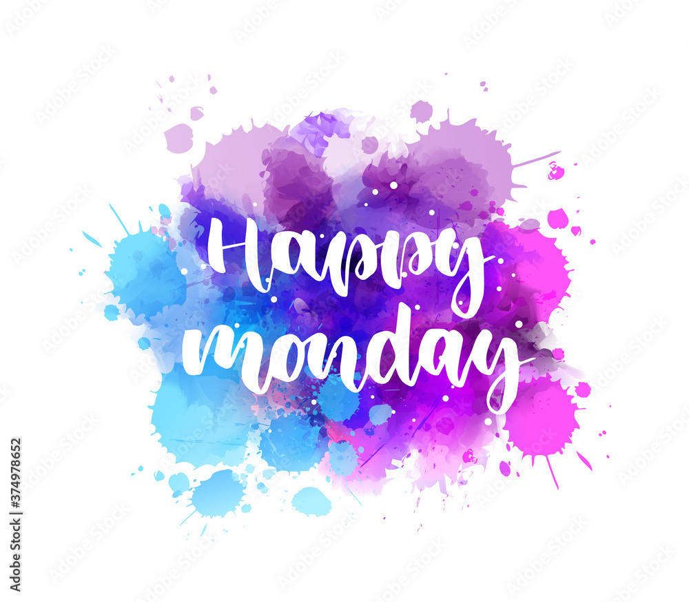 Happy Monday - handwritten modern calligraphy lettering on colorful ...
