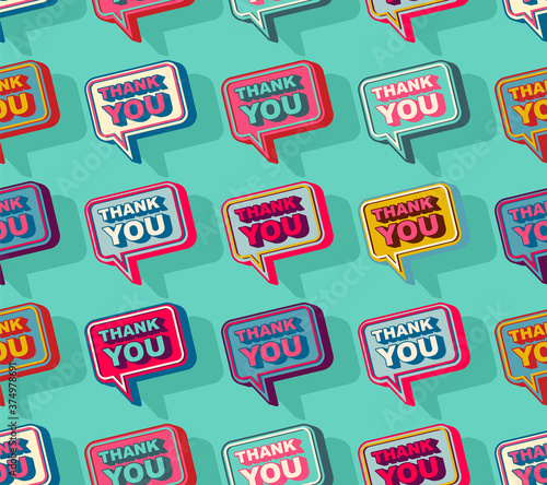 Thank you bubble pattern seamless. Gratitude speech background. vector texture