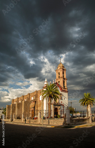 Mexican church in a small town of Aguascalientes, Mexico, in a modest interpretation of Baroque art