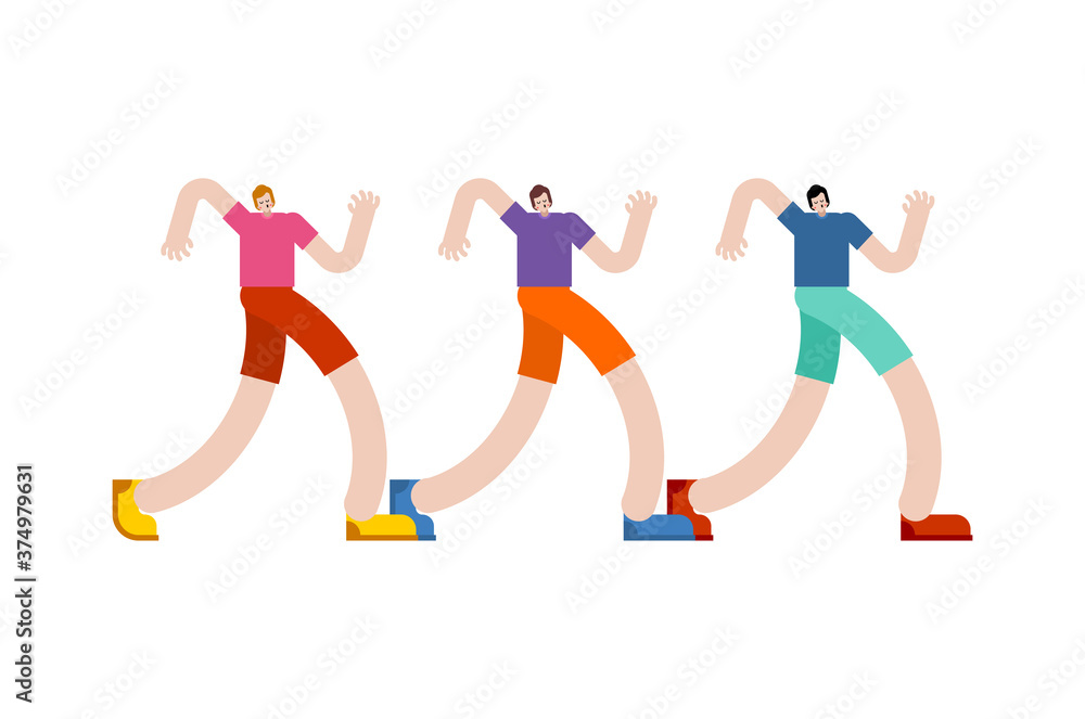 Guy is walking set. Man walk vector illustration Guy is walking set. Man walk vector illustration