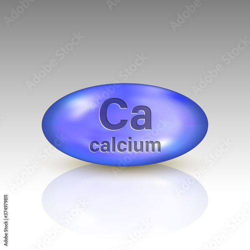 Calcium icon. mineral drop pill capsule.