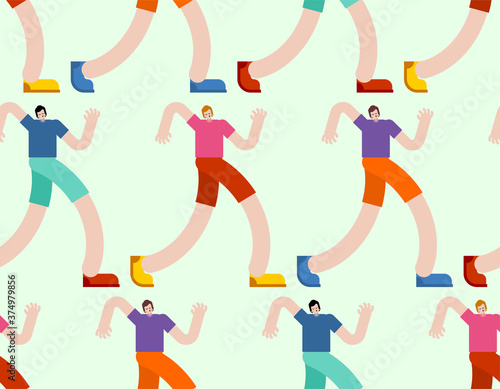 Guy is walking pattern seamless. Man walk background. stroll texture