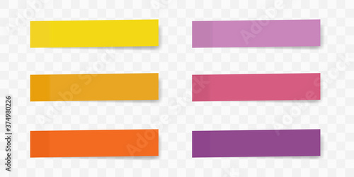 Post note stickers .color paper sticky tape with shadow on a transparent background . Vector icon.