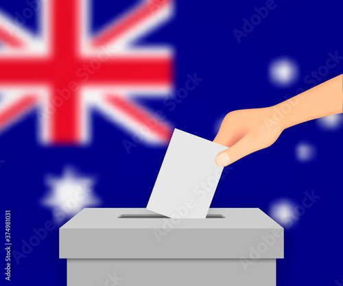 Australia election banner background. Ballot Box with blurred fl Template for your design