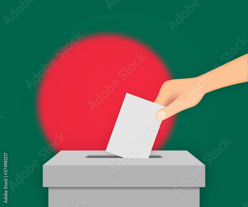 Bangladesh election banner background. Ballot Box with blurred f Template for your design