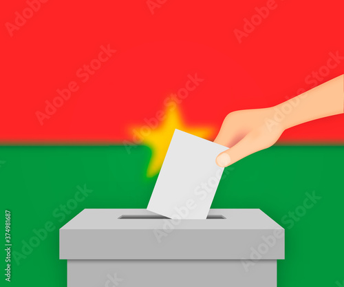 Burkina Faso election banner background. Ballot Box with blurred Template for your design