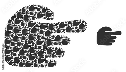 Vector index finger collage is composed of repeating recursive index finger elements. Recursive collage for index finger.