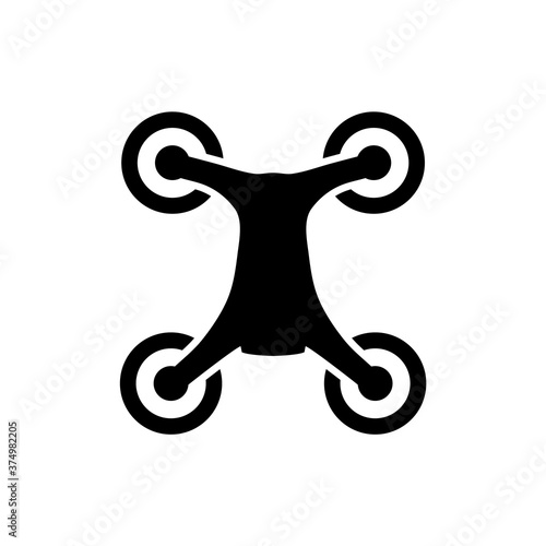 Quadcopter icon, flying drone logo isolated on white background