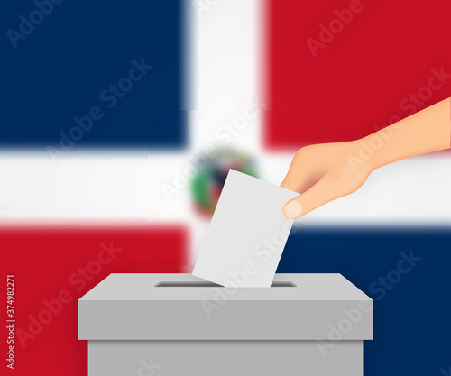 Dominican Republic election banner background. Ballot Box with b Template for your design