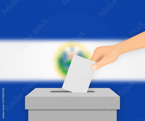 El Salvador election banner background. Ballot Box with blurred Template for your design