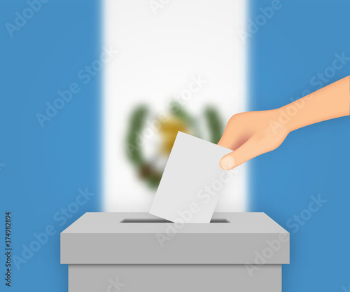 Guatemala election banner background. Ballot Box with blurred fl Template for your design