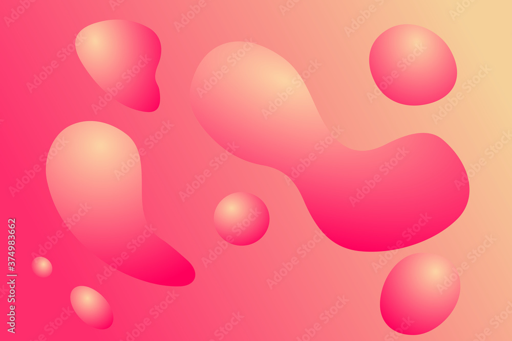 Shades of pink and cream abstract background with gradient liquid blobs