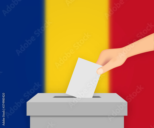 Romania election banner background. Template for your design