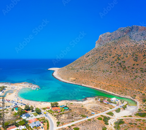 Fototapeta Naklejka Na Ścianę i Meble -  Amazing sandy beach of Stavros in a scenic lagoon, Chania, Crete, Greece.
