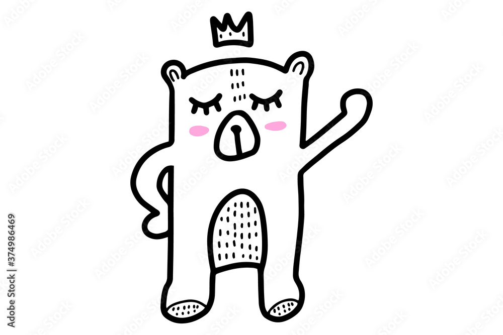 Cute bear doodle. Hand drawn lines cartoon vector illustration isolated on white background. Cute bear doodle. Hand drawn lines cartoon vector illustration isolated on white background.