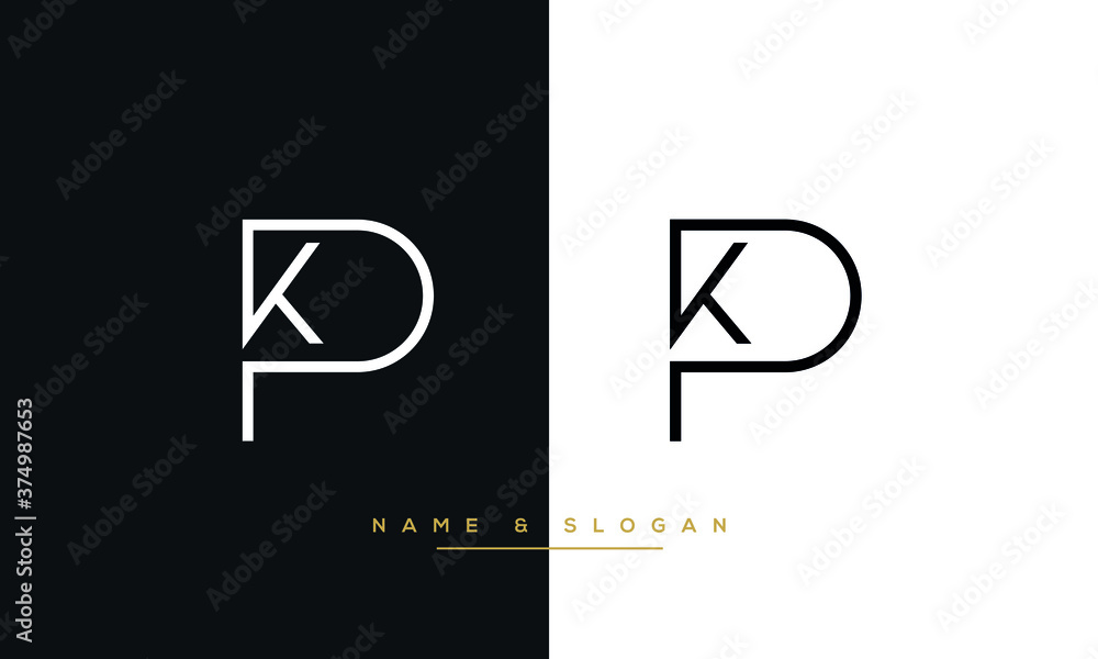 KP, PK, K, P Abstract Logo Monogram Template - obrazy, fototapety, plakaty 