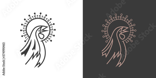 eagle with power icon miter or bike speed show miter circle black and white background 