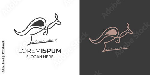 Kangaroo silhouette for logo design in color and black-and-white. Vector illustration.kangaroo vintage logo ,retro logo ,minimal design black vector ,line art business logo with baby kangaroo 8 23