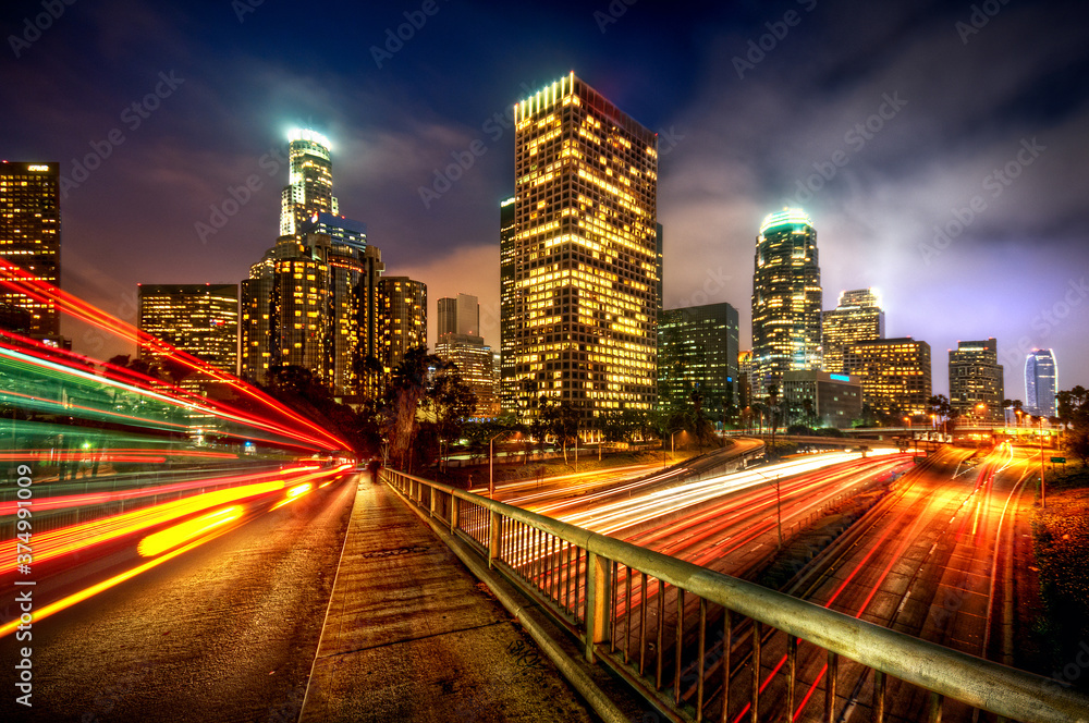 Cityscape at night of Los Angeles Cityscape at night of Los Angeles