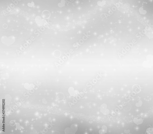 Abstract celebration background with hearts, sparkle, bubbles.