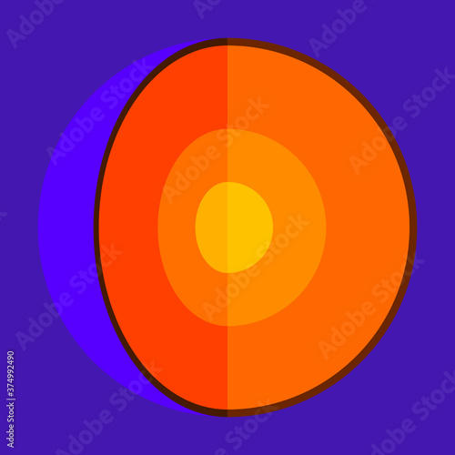 Inside planet earth. Inner and outer core, mantle and crust illustration.