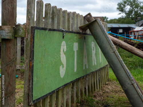 old wooden start sign