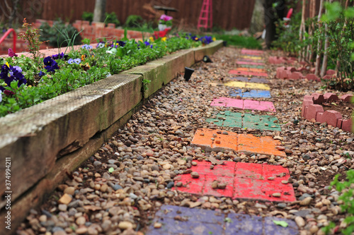 A Colorful Stepping Stone Garden Pathwy photo