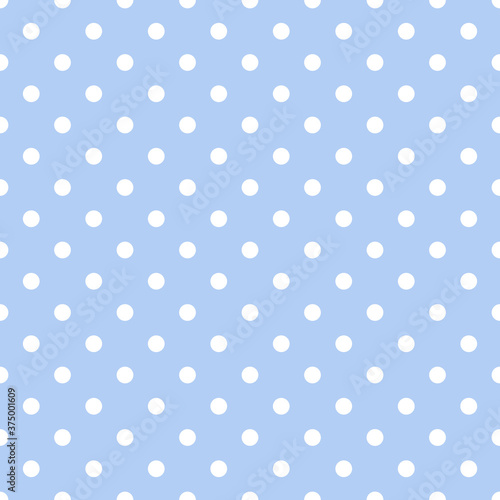 Seamless pattern white small polka dots on pastel blue background. Elegant print for fabric textile gift paper scrapbook wallpaper kids clothes nursery decor