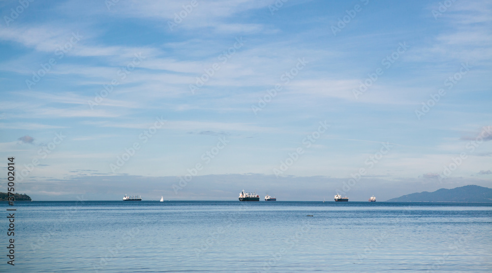 Oil tankers leaving English Bay, Vancouver, Canada Oil tankers leaving English Bay, Vancouver, Canada