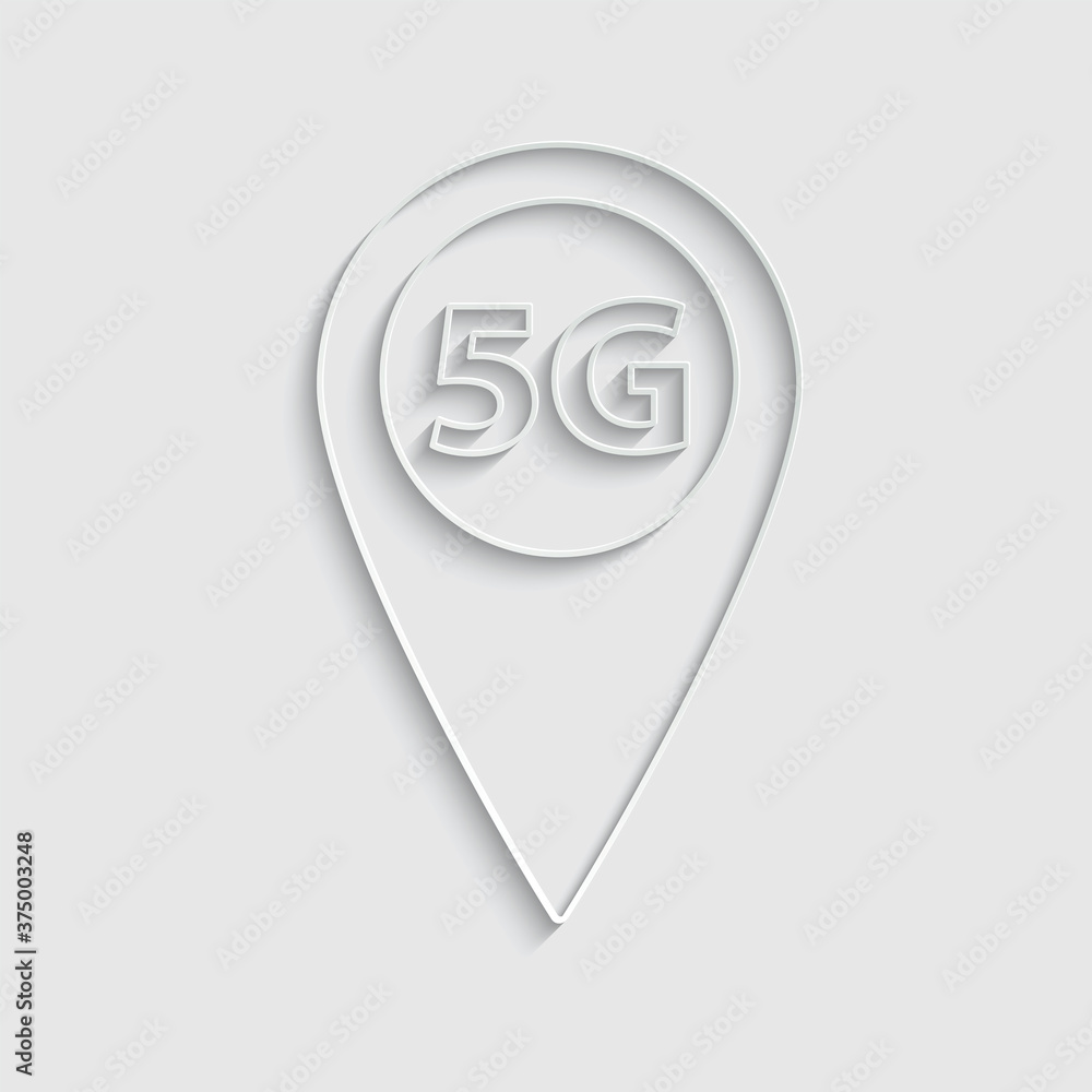 paper 5G internet map pointer icon vector paper 5G internet map pointer icon vector