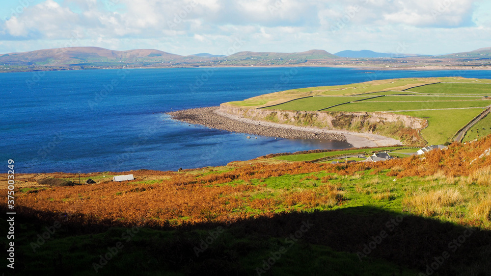 irish coastline  ocean and grass