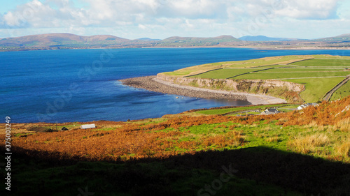 irish coastline ocean and grass
