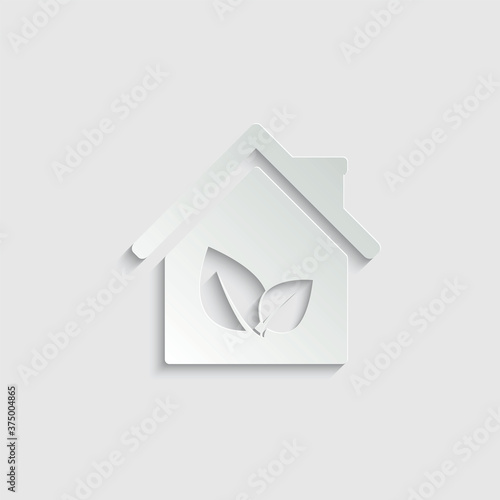 paper Eco house icon - vector sign