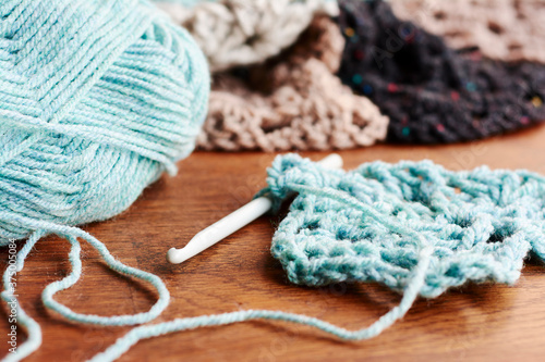 Making a crochet blanket photo
