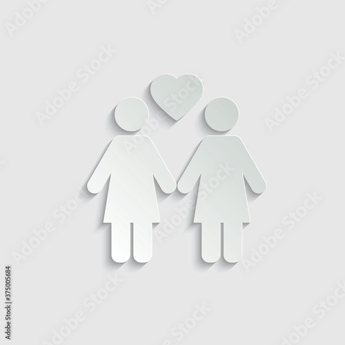 paper Gay  LGBT pride rainbow heart icon people love icon. 