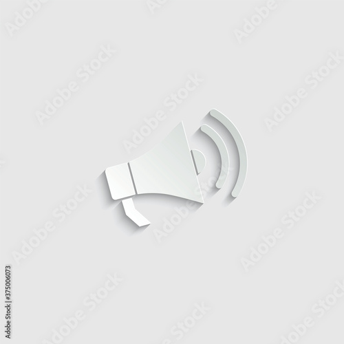 paper megaphone icon with bubble speech icon