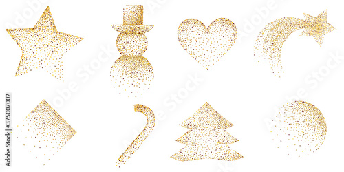 golden glitter border christmas decoration set