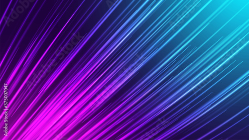 Speed concept. Abstract line background. Futuristic pink blue color. Motion and speed vector illustration. Future technology banner template. Modern print or cover design. Cyberspace data transfer
