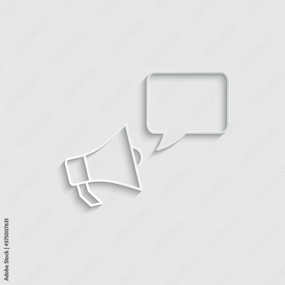 paper megaphone icon with bubble speech icon paper megaphone icon with bubble speech icon