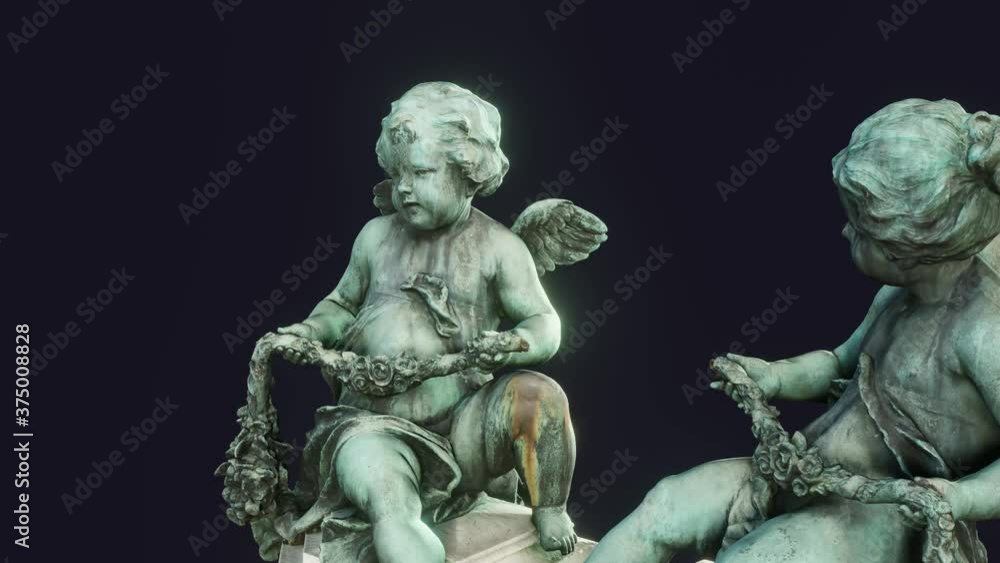 Two angels from the Carl Meissl grave of honor at the Vienna Central Cemetery, cg, camera dollies Two angels from the Carl Meissl grave of honor at the Vienna Central Cemetery, cg, camera dollies