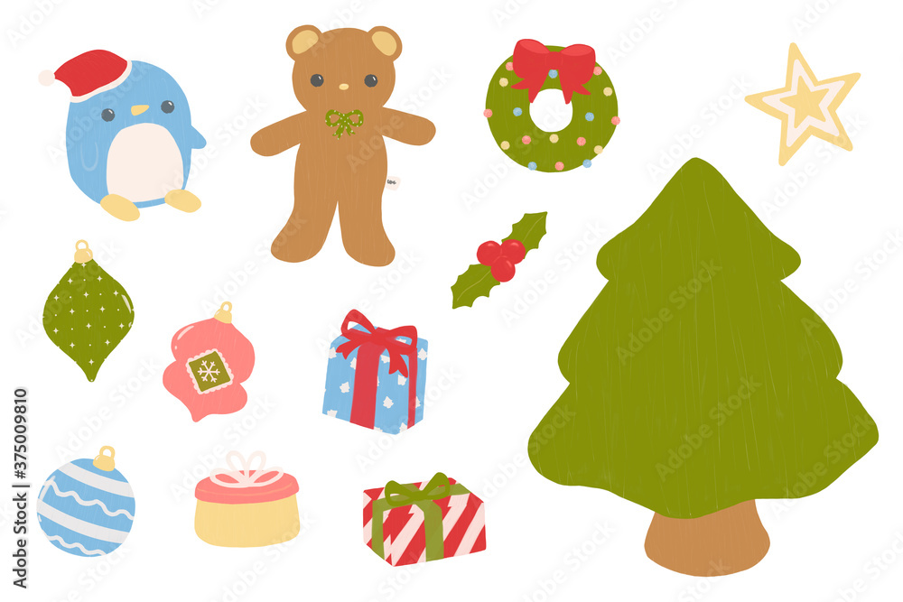 Naklejka premium Christmas elements set