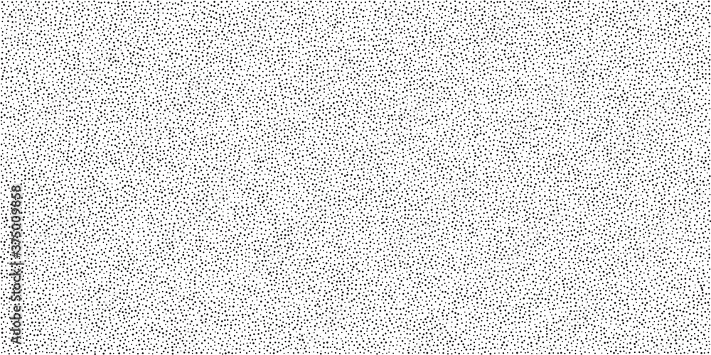 Dotwork pattern vector background. Black noise stipple dots. Abstract noise dotwork pattern. Sand grain effect. Black dots grunge banner. Stipple spots. Stochastic dotted vector background. - obrazy, fototapety, plakaty 