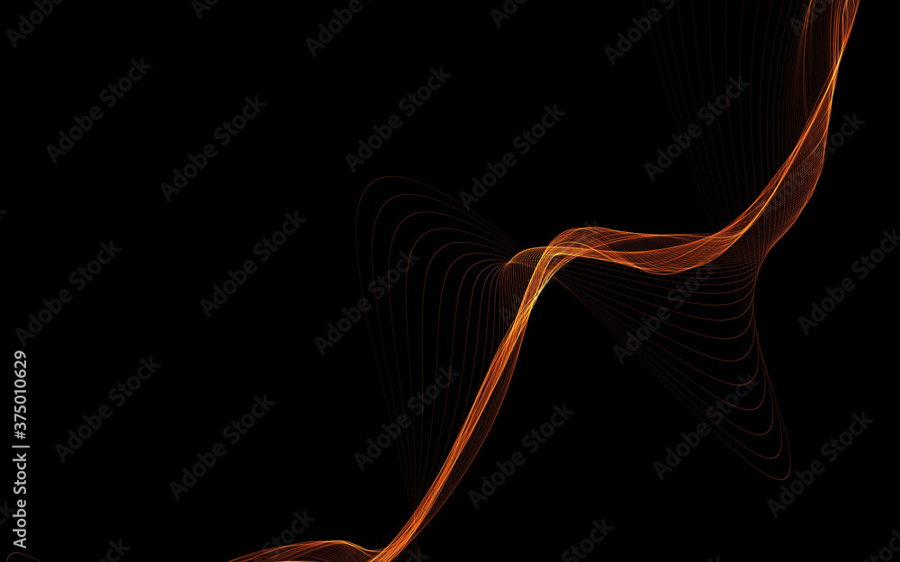 Fototapeta premium Dark abstract background with a glowing abstract waves