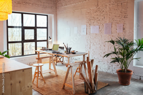 Interior of spacious designer office photo