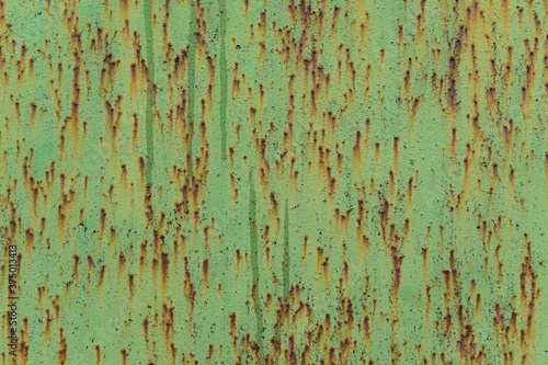Old wall for the backdrop. The main paint color is Olivine. Point rust. Cracks, sagging, smudges, paint drops.